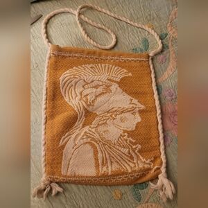 Woven Warrior Profile Crossbody Bag in Mustard and Cream
